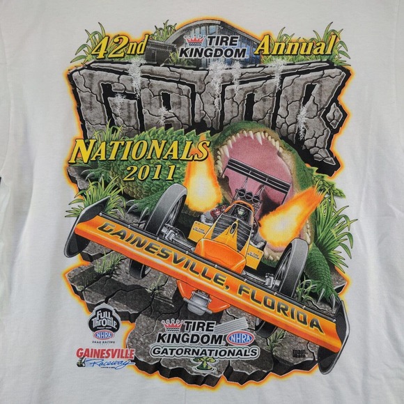 Anvil Men's 42nd Tire Kingdom Gatornationals White Large 2011 Double Sided - Picture 6 of 16